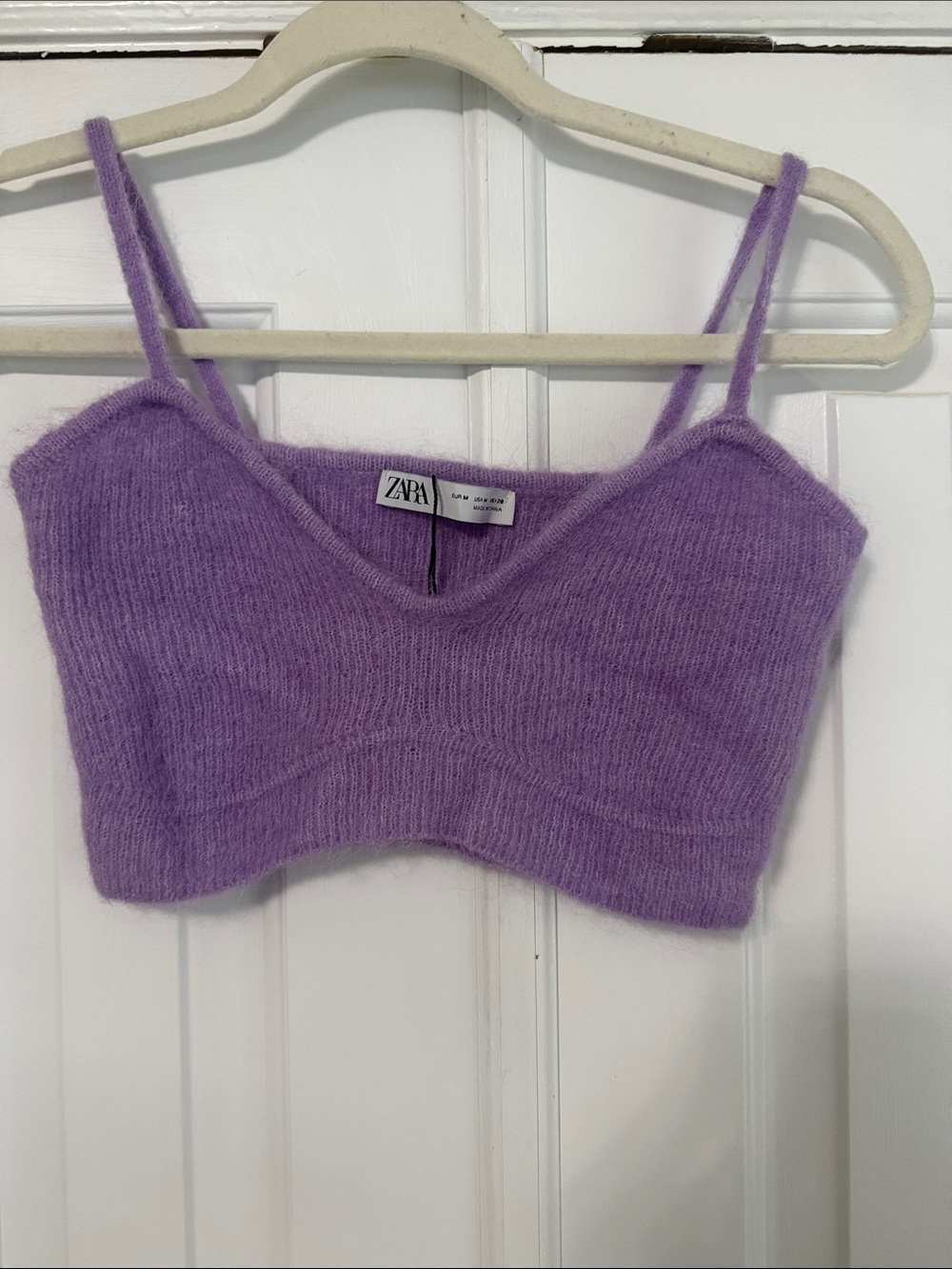 Zara Lilac Fuzzy Knit Cropped Camisole